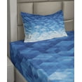 thumbnail image 2 of Ambesonne Blue Fitted & Top Sheet Set with Sham, Mosaic Triangle Graphic, Pale Blue Turquoise, 2 of 4
