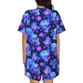 thumbnail image 6 of Haiem Skull flower star sky Pattern Pajama Set for Women 2 Piece Lounge Set Short Sleeve Tops and Shorts Soft Sleepwear-Medium, 6 of 7