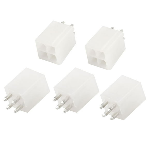 Unique Bargains 5 Pcs Beige 4 Pin Straight Plug Jack ATX PCB Power Connector Adapter