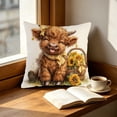 thumbnail image 4 of Bomd Highland Cow Decorative Throw Pillow Covers , Decorative Floral Farm Animal Design, Modern Square Home Decorative Pillowcases Cushion Cases for Sofa Bed Chair, 17.7x17.7 Inch, 4 of 6