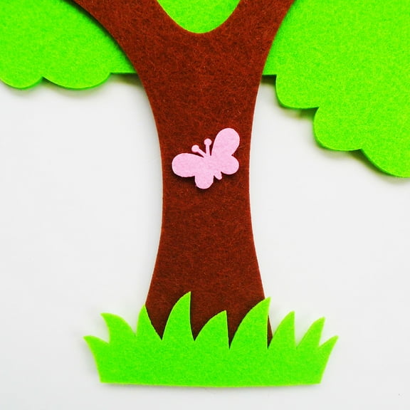 HONITANO 1Set Creative Cartoon Tree Shape Felt Wall Sticker for Kids Nursery Wall Decal 10.4X9.8X0.4In