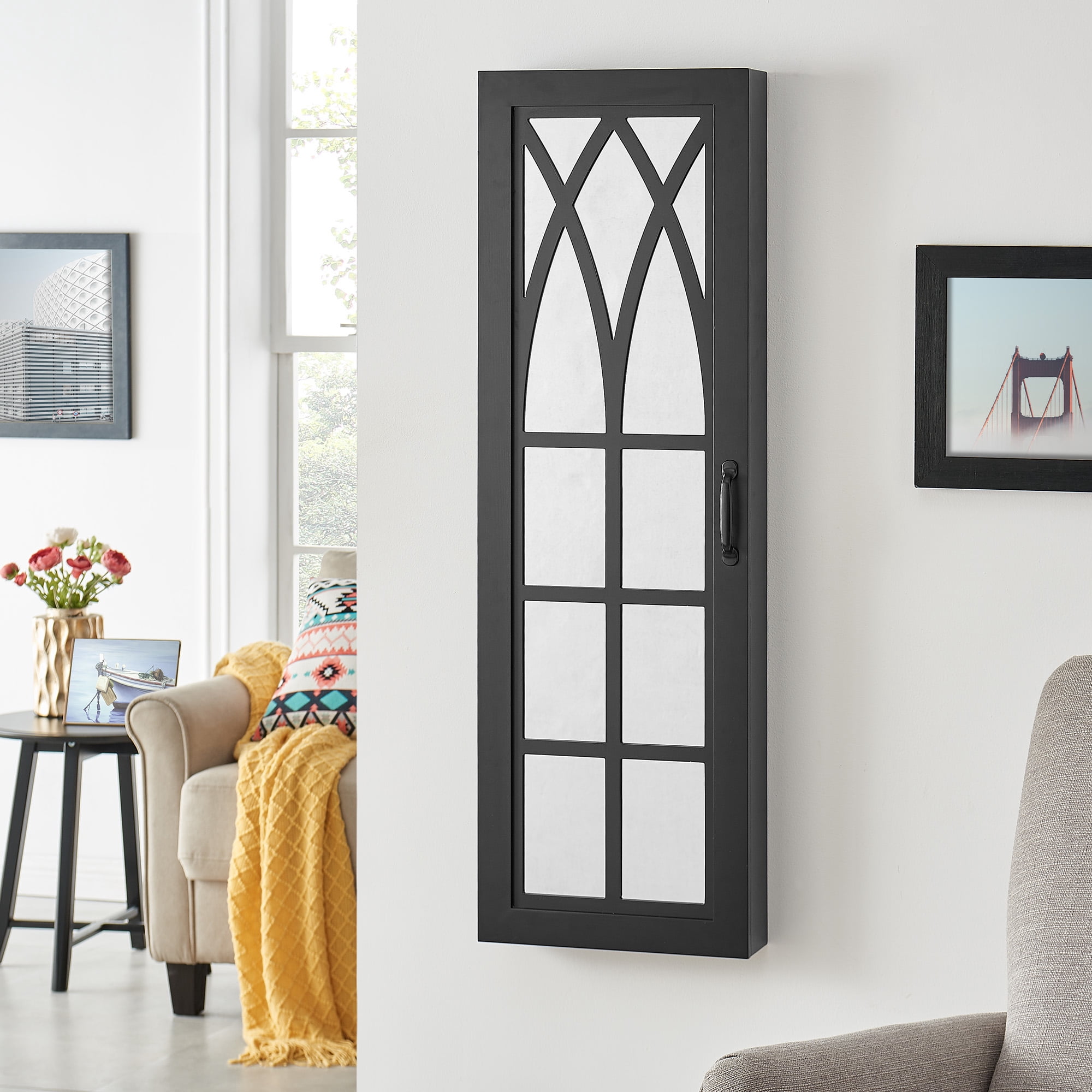FirsTime & Co.® Sable Black Rustic Farmhouse Arch Jewelry Armoire