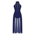 thumbnail image 6 of IEFIEL Womens Sleeveless Lyrical Dance Dress Illusion Deep V-neck Mesh Split Maxi Dress Flowy Modern Dance Leotard Navy Blue XXL, 6 of 7