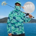 thumbnail image 2 of SEANATIVE Long Sleeve Sun Shirts for Men Fishing Hiking Running Tops Sun Hoodie Lightweight Breathable UV Protection Long Sleeve Rash Guard, S, Brachiosaurus Dinosaur Green Teal Camo, 2 of 7