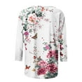 thumbnail image 4 of Womens Blouses Long Sleeve Women's Fashion Printed T-Shirt 3/4 Sleeves Blouse Round Neck Casual Tops, 4 of 4
