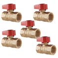 thumbnail image 1 of [5-Pack] PROCURU 1/2-Inch FIP Straight Gas Ball Valve, Rust Resistant Brass, Quarter-Turn On/Off, CSA Certified, 1 of 4