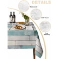 thumbnail image 2 of Turquoise Grey Wooden Table Cloth, Farmhouse Teal Wood Waterproof Tablecloth for Rectangle Tables, Reusable Washable Fabric Table Cover for Restaurant Kitchen Dining Tables 60"x120", 2 of 6