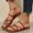 Brown, variant on Mia Sandals New Summer Flats Casual Beach Sandals Women's Slotted Square Head Slippers Brown Flat Sandals on Clearance