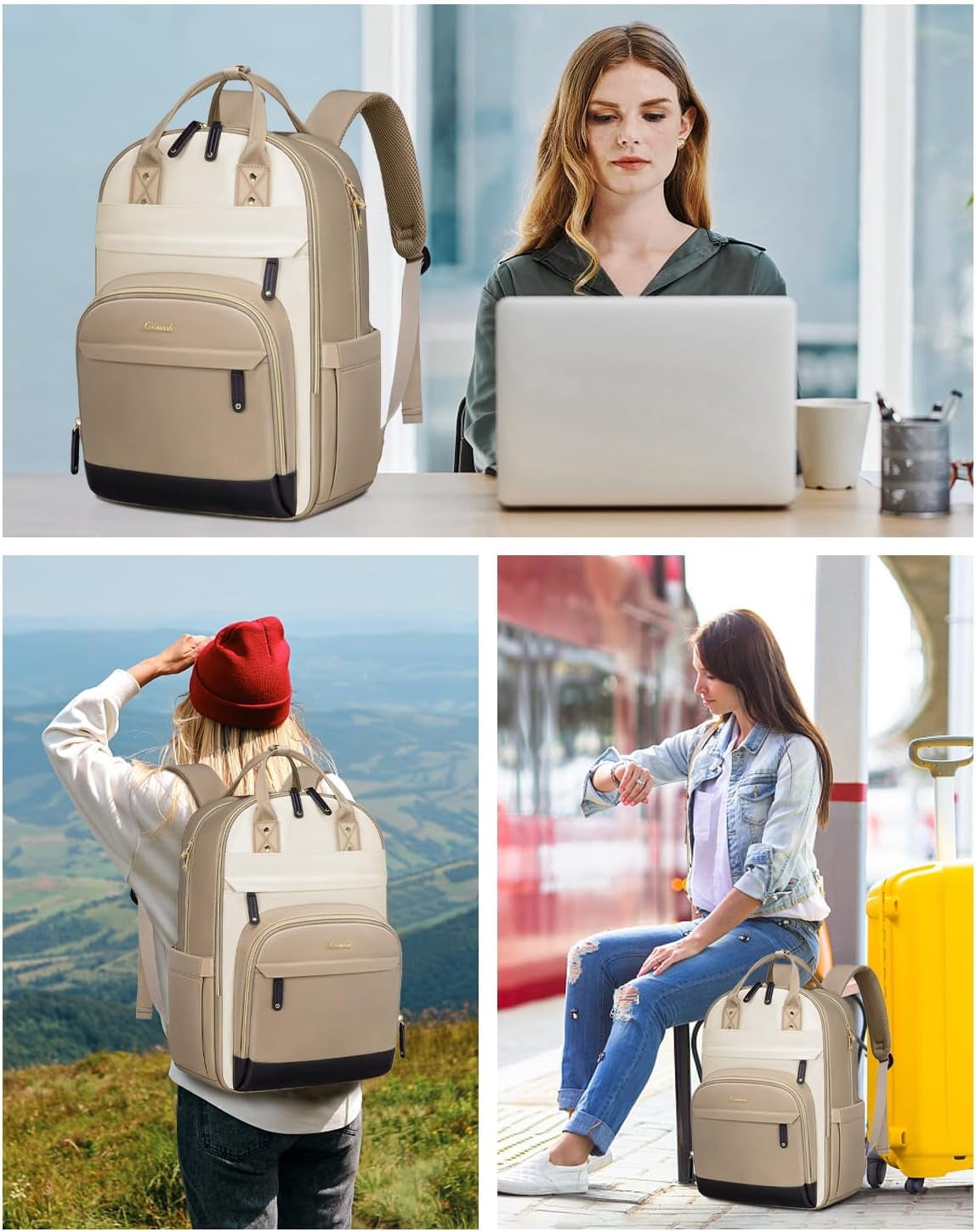 Lovevook Backpack Purses for Women, 15.6 Inch Laptop Backpack College Computer Bag, Multi-Functional Travel Work Bag Teacher Nurse Bag with USB Charging Port