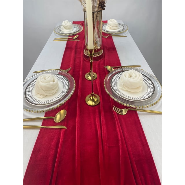 CaiYueKe Velvet Table Runner, Christmas Table Cloth Decor, Elegant Fabric Table Runner for Wedding Thanksgiving Bridal Shower, Holiday Dining Table Decoration