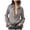 Grey, variant on Women Lapel Full Front Zip Up Long Sleeve Flared Cuff Lightweight Woven Blouse Shirt Black for Size XXL