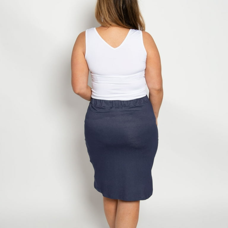Navy jersey skirt knee length hotsell