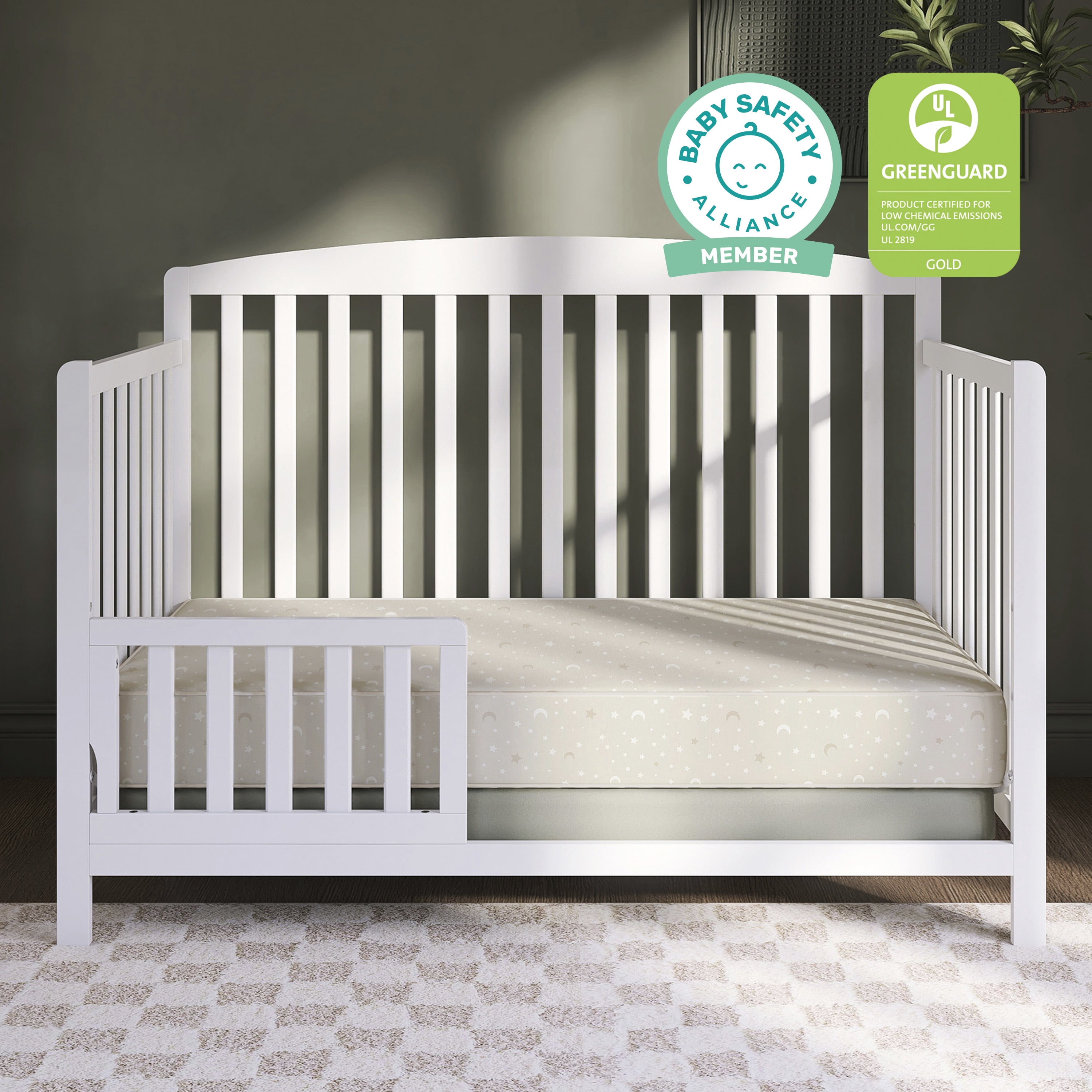 Dream On Me Nirvana 6” 96-Coil Inner Spring Crib & Toddler Mattress | Waterproof Vinyl Cover | Greenguard Gold Certified | 10-Year Manufacturer Warranty | Cream And White Stars