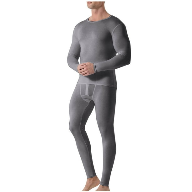 Conjuntos de ropa interior térmica para hombre, ropa interior y pantalones casuales de manga larga, de alta elasticidad, que mantienen el calor, de poliéster, tops y pantalones.