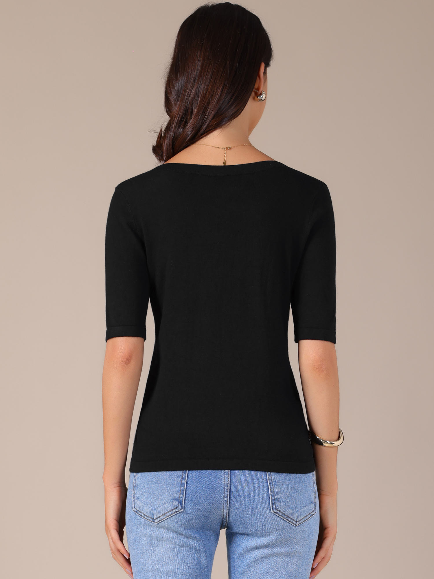 DARING DIVA Women's Short Sleeve Basic Lightweight Stretchy T-Shirt XL Black