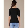 thumbnail image 4 of DARING DIVA Women's Short Sleeve Basic Lightweight Stretchy T-Shirt XS Black, 4 of 6