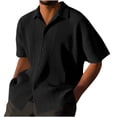 thumbnail image 1 of Birdeem Shirts for Men Mens Summer Solid Button Casual Loose Short Sleeves, 1 of 10