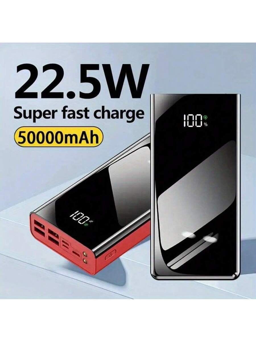 50000mAh Power Bank with LED Display & Flashlight, Portable Charger for iPhone/Android Phones, Outdoor Camping Travel Emergency Backup Battery Pack