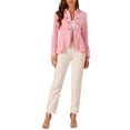thumbnail image 2 of INSPIRE CHIC Women's Turn Down Collar Open Front High-Low Hem Gothic Peplum Blazer S Pink, 2 of 6