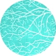 thumbnail image 1 of Ahgly Company Machine Washable Indoor Round Abstract Turquoise Blue Contemporary Area Rugs, 4' Round, 1 of 4