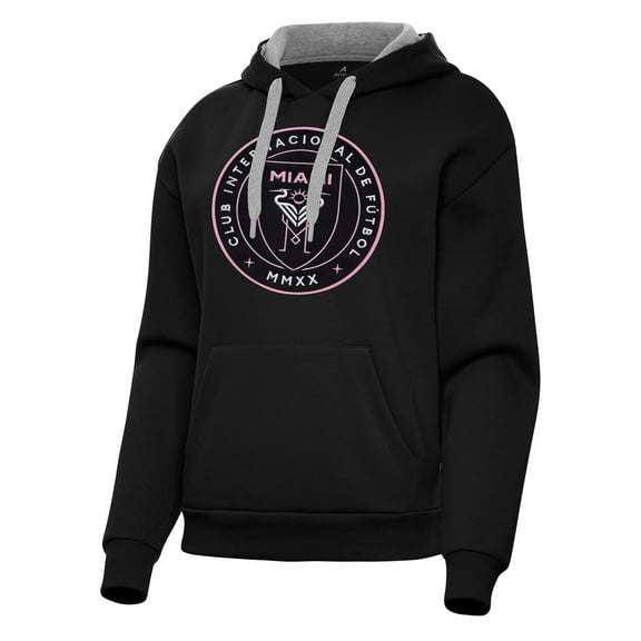 Women's Antigua Black Inter Miami CF Victory Pullover Hoodie
