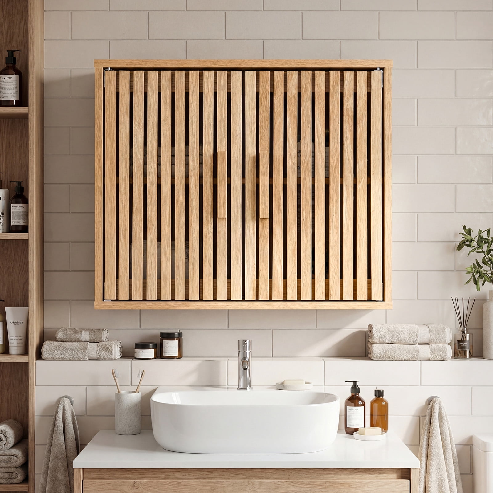 Costway Bathroom Wall Cabinet, Wall Mounted Medicine Cabinet , Adjustable Shelves