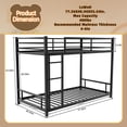 thumbnail image 4 of Bellemave Low Bunk Bed Twin Over Twin, Metal Bunk Bed Frame with Guardrail and Ladder, Heavy Duty Floor Bunk Beds with Slats for Dormitory and Bedroom, No Box Spring Needed (Black), 4 of 8
