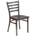 thumbnail image 1 of HERCULES Series Clear Coated Ladder Back Metal Restaurant Chair - Walnut Wood Seat, 1 of 9