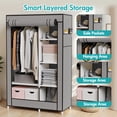 thumbnail image 5 of BAOKALER Ready-to-Use Green Portable Closet:6 Shelves,1 Hanging Rod&4 Side Pockets–Perfect for Bedrooms,Living Rooms,Cloakrooms,Garages, Dorms&Apartments, 5 of 11