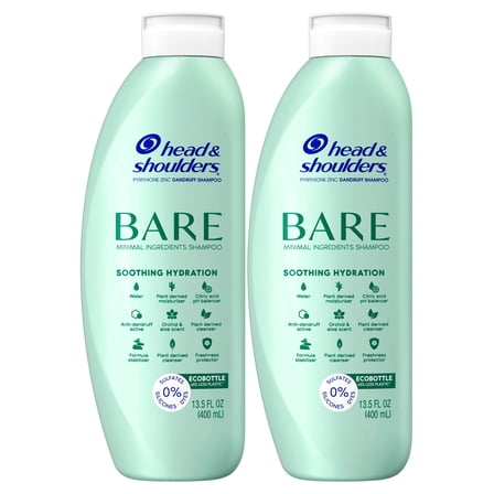 Head & Shoulders BARE Soothing Hydration Dandruff Shampoo, Anti-Dandruff Treatment, Twin Pack (2- 13.5 fl oz Shampoos)