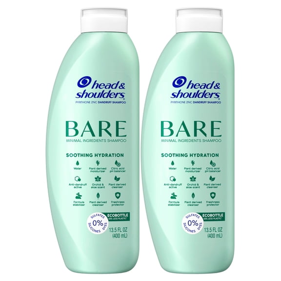 Head & Shoulders BARE Soothing Hydration Dandruff Shampoo, Anti-Dandruff Treatment, Twin Pack (2- 13.5 fl oz Shampoos)
