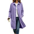 thumbnail image 2 of TGSLY Women's Long Button Down Sweatshirt Lightweight Collared Long Sleeve Cardigan Coat Relaxed Casual Solid Color Fall Winter Jacket with Pockets S, 2 of 8
