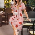 thumbnail image 3 of Naloa Strawberry Print Womens Summer A-Line Dress with Pockets,Short Sleeve Dresses,Flowy Beach Swing Dress for Vacation Travel, 3 of 6