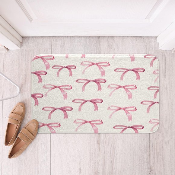 TEMOGU-Bow Bath Mats for Bathroom Boys Girls 16"x24" Cute Bowknot Bathroom Rugs for Kids Women Men Non-Slip Pink Girls Bow Bath Rugs for Shower Tub Kawaii Bow Bathroom Accossories Doormats Floor Mat