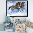 thumbnail image 3 of Designart 'Horses Running In Winter On Blue' Farmhouse Framed Art Print, 3 of 4