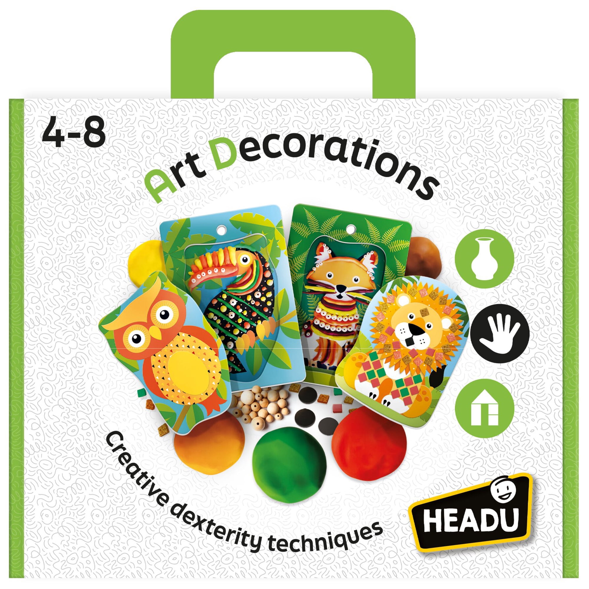 Headu: My First Art Decorations - Build Animal Hang Photos & Magnets, Mold Clay, String Beads, Tactile Crafts, Creative Dexterity Techniques, Kids 4+