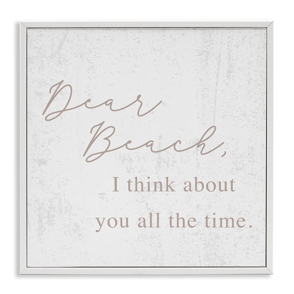 Stupell Industries Farmhouse Dear Beach I Think About You Phrase White Framed Giclee Art, 12 x 12, by Lil' Rue