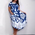 thumbnail image 3 of Ruimatai Robe Décontractée Grande Taille pour Femmes Manches Courtes Col Rond Été Fluide Confortable Élégante Imprimée Plage Fête T-Shirt Robe, 3 of 9