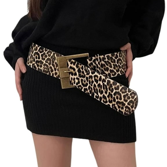 Leopards Print Wide Waist Belt Fashion Adjustable Belt Casual Wear Waist Belt
