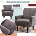 thumbnail image 3 of Seizeen Modern Linen Fabric Accent Chair, Upholstered Comfy Arm Chair for Bedroom, Living Room Stuffed Single Sofa Chair with Wood Legs, Gray, L0410, 3 of 10