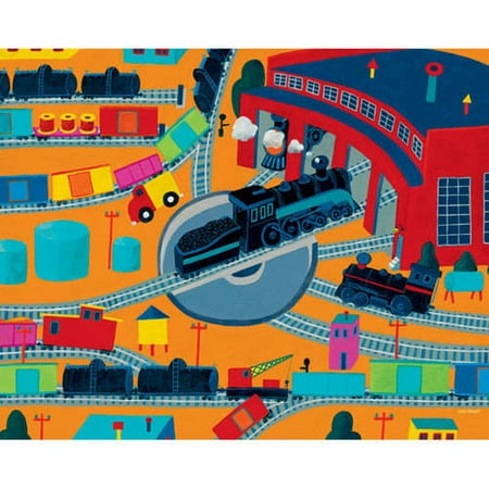 Oopsy Daisy - Train Roundhouse Canvas Wall Art 30x24, Max Grover