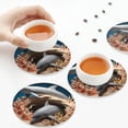 thumbnail image 7 of Pofeuu Coral Fish Dolphin Print Leather Coasters Set of 6, Round Cups Mugs Mat Pad for Home Kitchen Heat Resistant Drink Coasters,Round Shape, 7 of 7