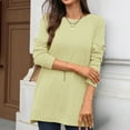 thumbnail image 4 of Maplenight Crew Neck Tops for Women Knit Long Sleeve Casual Tunic Sweaters Solid Side Slit Womens Pullover Tops for Fall Winter, 4 of 7