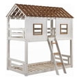 thumbnail image 1 of Nara Twin Size Bunk Bed- House Design with Ladder- White Rustic Wood, 1 of 6