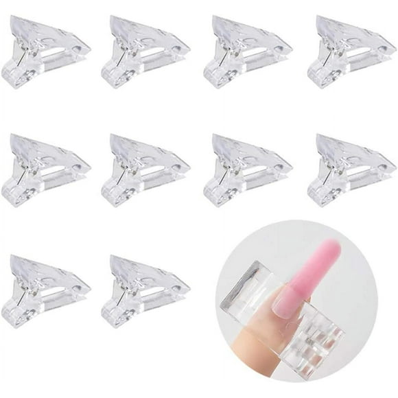 10 PCS Transparent Plastic Nail Tips Clip Finger Polygel Extension Kit Nail Arts Tool for Quick Building Polygel