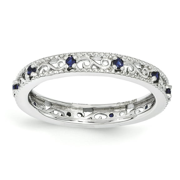 Created Sapphire Sterling Silver Ring