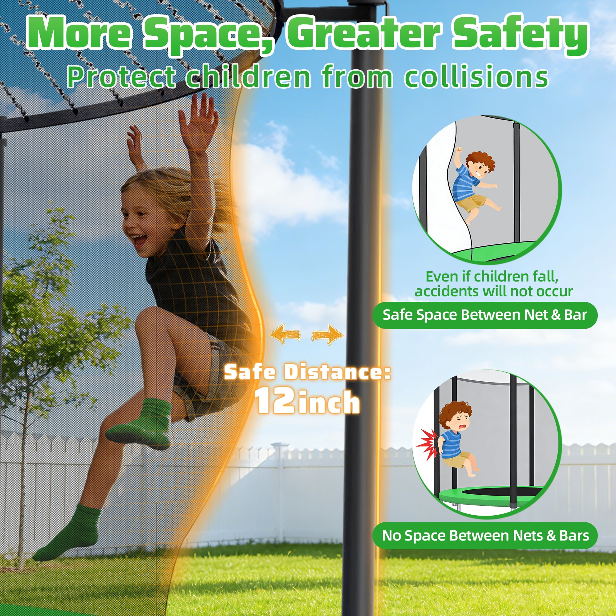 FIZITI Trampoline,1000LBS 12FT 14FT 16FT Trampoline with Enclosure Net, Basketball Hoop, Light, Sprinkler, Socks, Outdoor Heavy Duty Round Trampoline for 4-5 Kids Adults