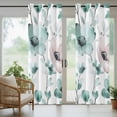 thumbnail image 6 of Vintage Teal Outdoor Curtains for Patio Waterproof, Pink Floral Watercolor Blossom Flowers Abstract Grommet Curtains for Porch Outside Privacy Drape for Gazebo Garden Pergola, 2 Panels, 54x95in, 6 of 9