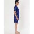 thumbnail image 3 of Ropa de dormir para hombres Top y pantalones de manga corta Ropa de dormir de verano Conjuntos de pijama de satén Azul S, 3 of 4