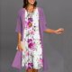 thumbnail image 1 of 2023 Fashion O Neck 5XL Printed Two-Piece Sets Elegant Women Print Seven-Point Sleeve Tops Dress New Spring Summer Suit DressesXXL Gao Jinjia LED, 1 of 2